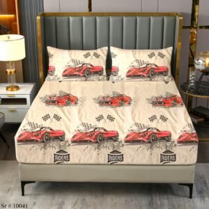 100% Cotton Fitted bedsheets Set - king size - racing cars